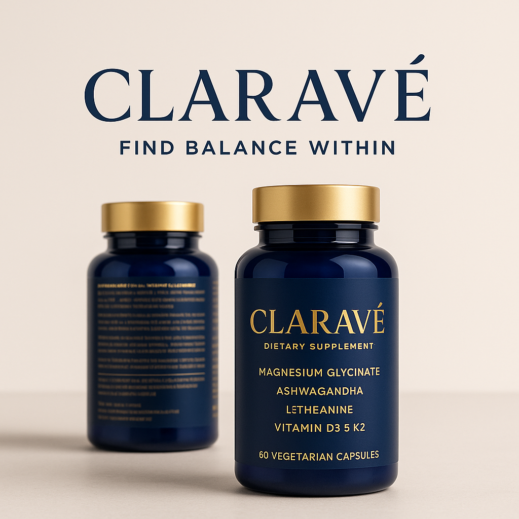 Claravé Bottle — Deep Blue with Gold Cap